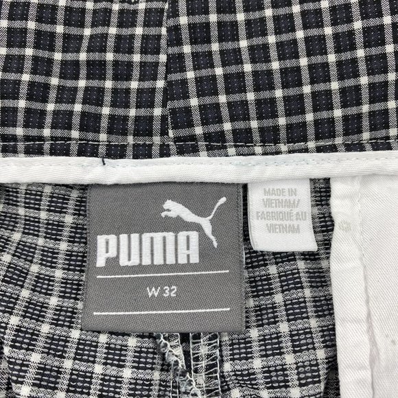 PUMA Golf Shorts Men 32 Gray Checkered Chino Short Pants Outdoor Casual Pocket - Picture 4 of 11
